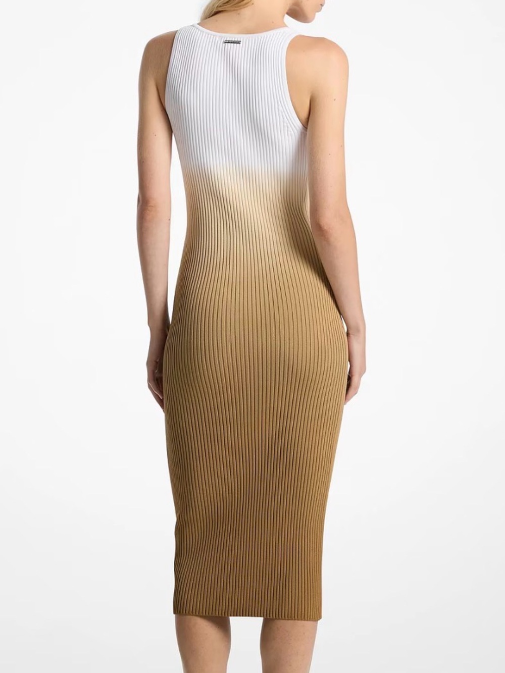 New w tag Michael Kors White-to-Tan Ombre Ribbed Tank Midi Dress - Picture 7 of 7